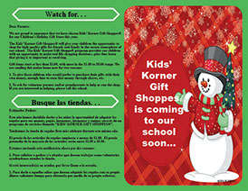 Photo of a Bi-Lingual Kids' Korner"Watch For" Flyer, which is supplied for each student in the school